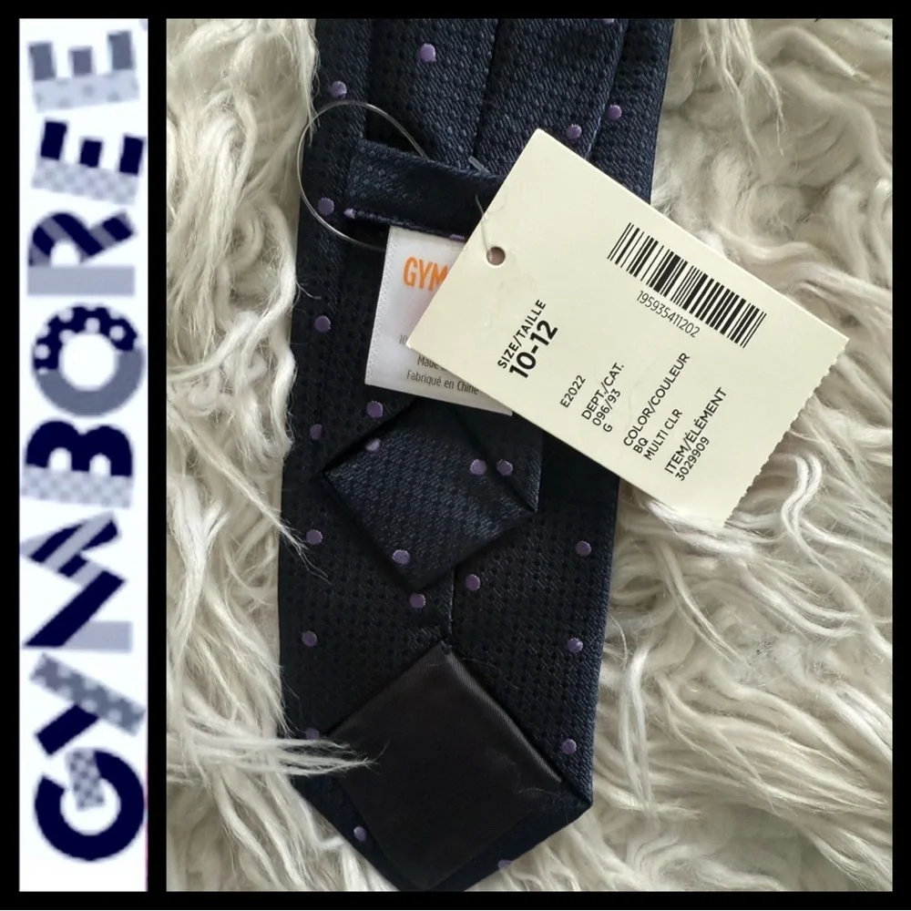 NWT Boy’s Gymboree Navy and Purple Polka Dot Tie
